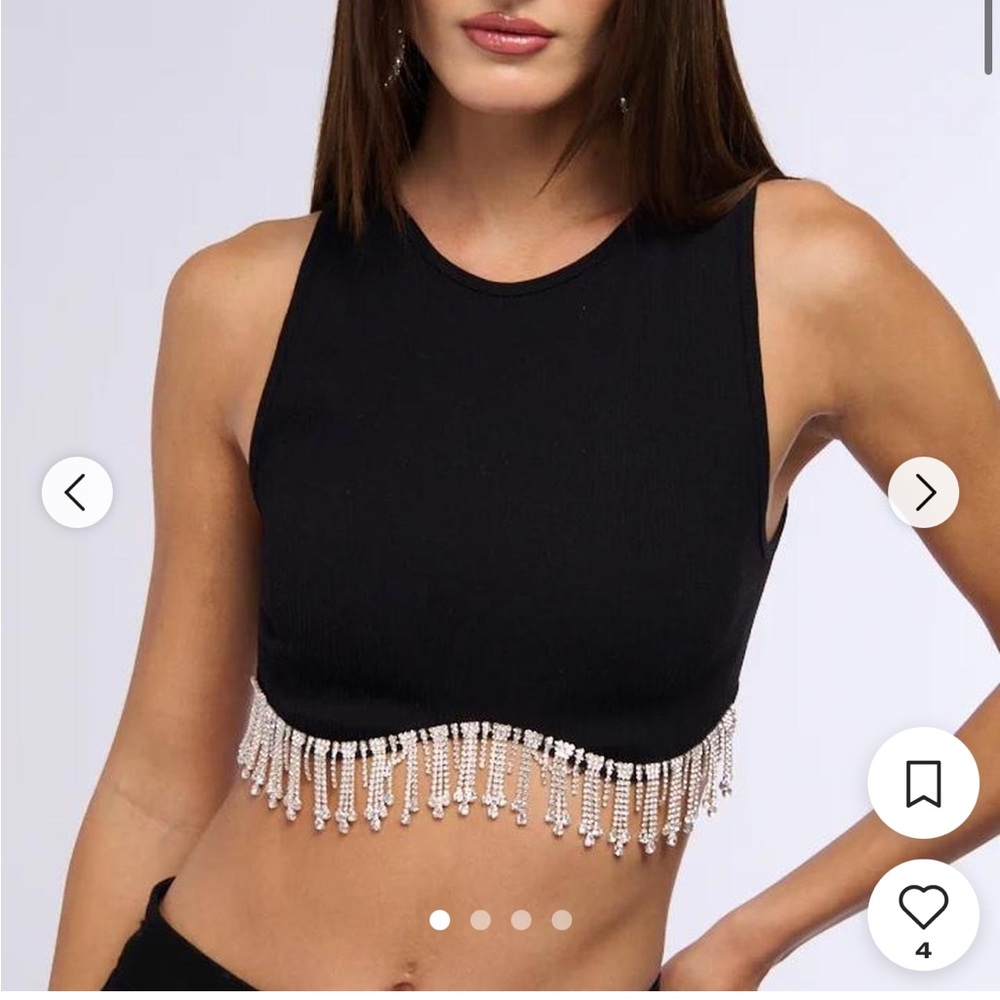Zara Women’s Black & Silver Fringe Crop Top